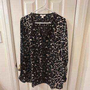 NWOT LOFT Black and White Patterned Blouse
